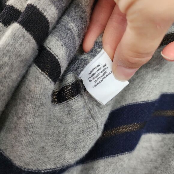 Derek Lam 10 Crosby 90% Wool Cardigan Size S flared Longline Striped Gray Soft - Picture 8 of 10